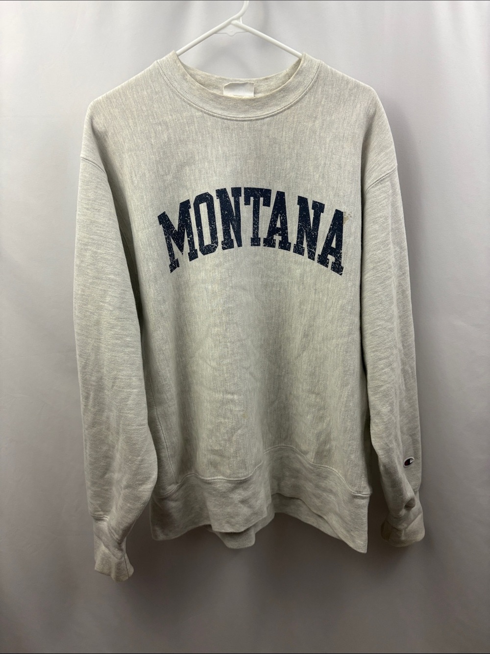 Vintage Champion Reverse Weave Sweatshirt 90's Mens Large Gray Montana Graphic - Picture 1 of 9